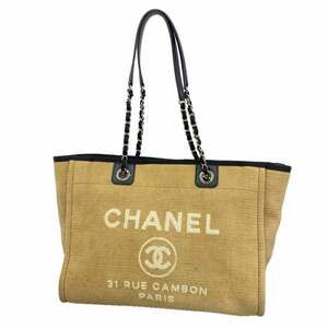 CHANEL Black Canvas Deauville Tote Bag